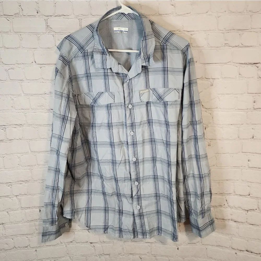 Men's Columbia Blue Plaid Men's Shirt, size XL